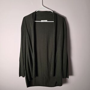 Zara Olive Green Open Front Cardigan Lightweight Drape Long Sleeve Size L